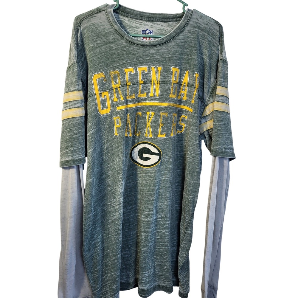 Green Bay Packers‎ NFL G-III Layered Long Sleeve Shirt Green Gray  2XL 62HAR6708